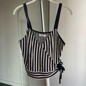 Madewell Navy and White Striped Wrap Top